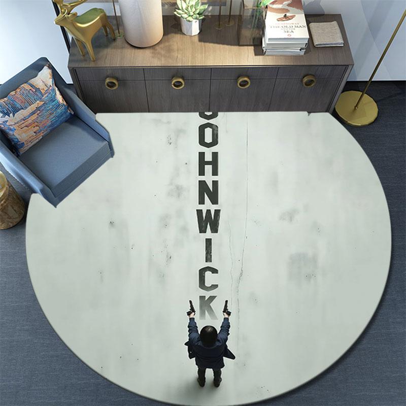 John Wick Pattern Round rug,Carpet Rug for Living Room Bedroom Playroom ,Non-slip Floor Mat,Holiday Gifts and Birthday Gifts.