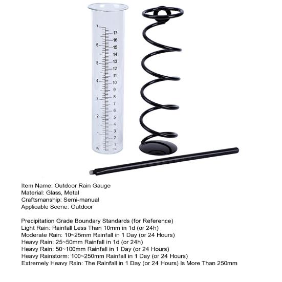 Outdoor Rain Gauge with Metal Stake Large Capacity Garden Lawn Yard Fence Patio Farm Water Rain Meter Tube with Mounting Rack