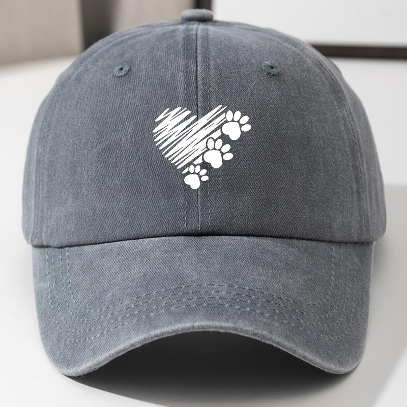 Heart Shaped and Paw Print Design Baseball Caps for Men and Women Are Lightweight and Durable, Suitable for Casual Outings
