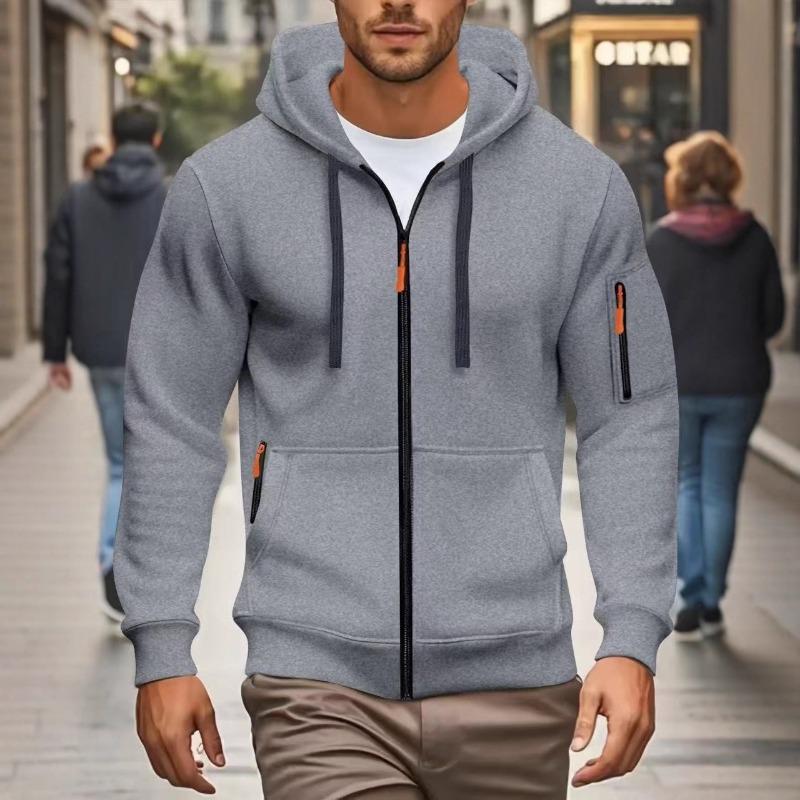 2025 Autumn and Winter New Solid Color Hooded Sweatshirt Zipper Cardigan Casual Jacket