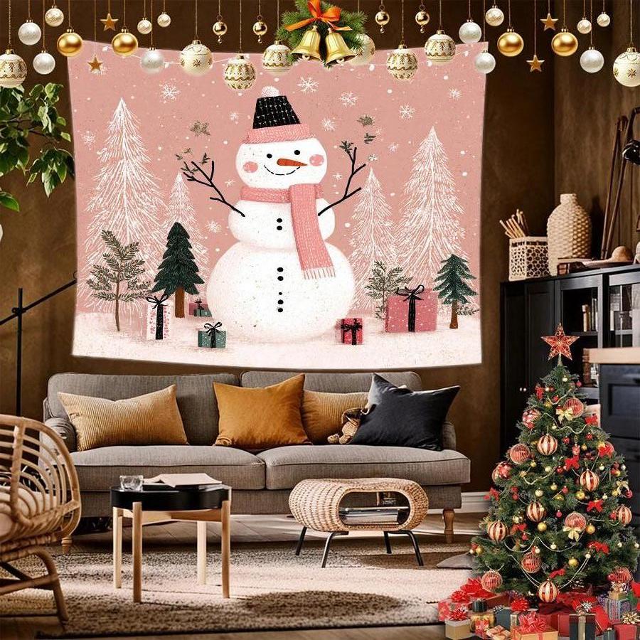 Schneemann Weihnachten Wandteppich Hintergrundtuch Hängendes Tuch Schlafzimmer Nachttisch Dekorative Wandtuch Miete Studentenwohnheim Wandteppich