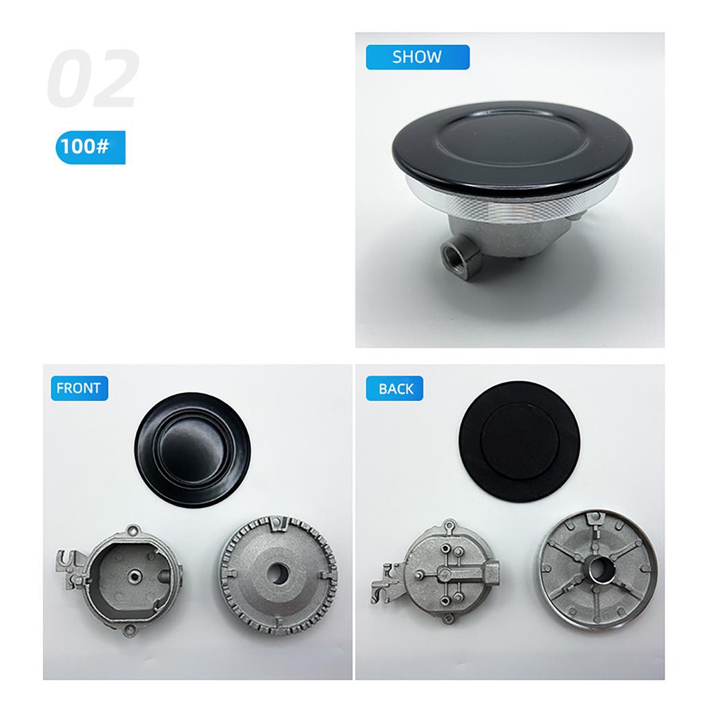 Metal Stove Burner and Knob Set Cooktop Burner Heads and Control Knobs Ranges Burner Caps Metal Texture for Stove