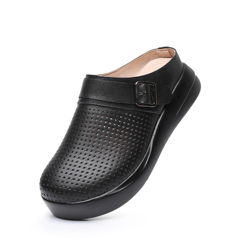 Fashion GKTINOO 2025 Summer New Genuine Leather Soft Sole Platform Slippers Handmade Hollow Sandals Women's Shoes Outside Slides