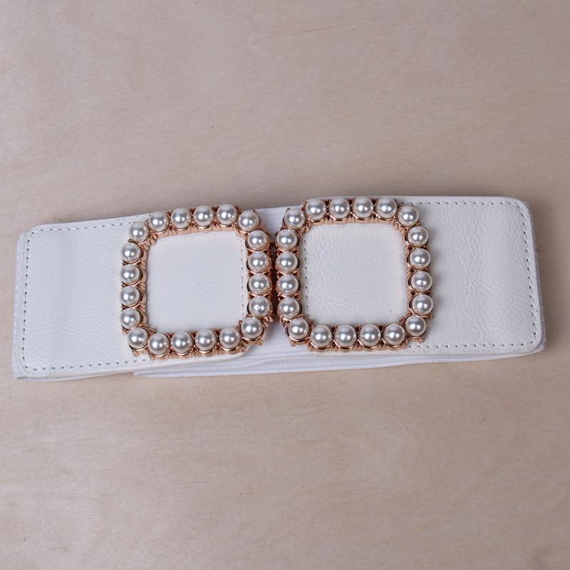 Ethnic Style Independent Packaging Adult Single Circle Four-Season Women, Elastic Elastic Belt, Ancient Pearl Buckle Waist Seal