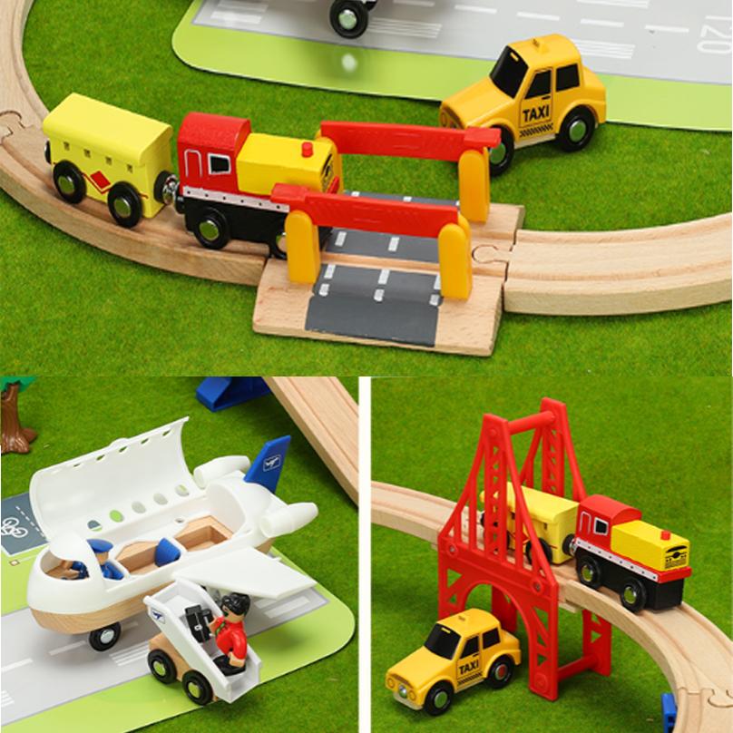 Airport Train Track Set Toys Children's Assembled Puzzle Boys And Girls Toys Suitable For Wood Tracks New Gift PD73