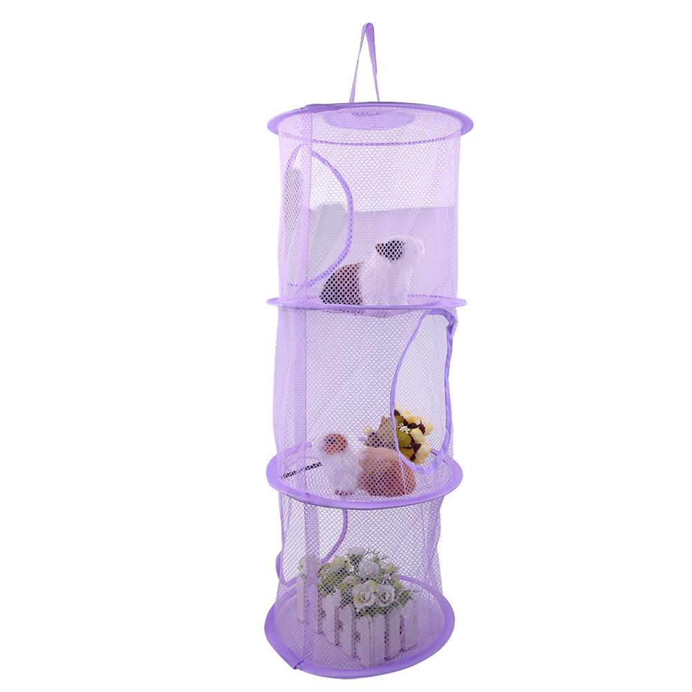 Multilayer Dry Rack Foldable Hanging Mesh Toy Storage Basket Underwear Organiser Cage Yellow