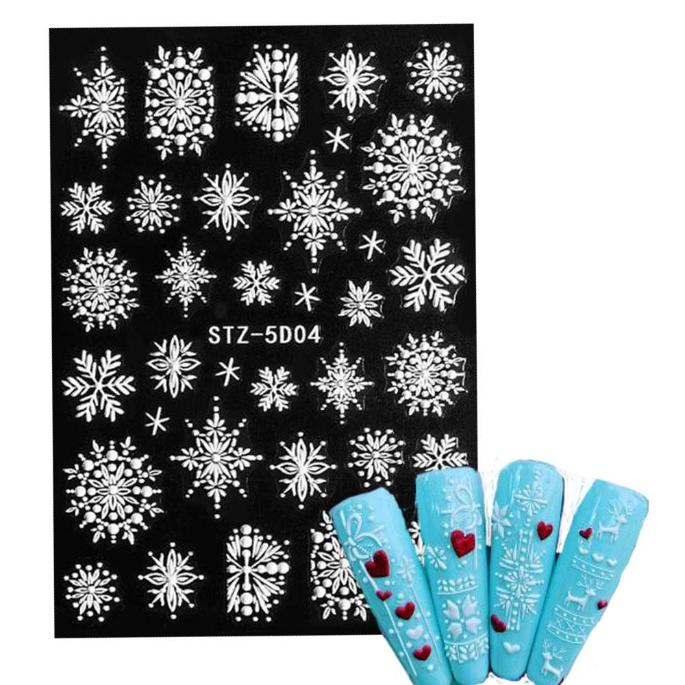 5D Embossed Christmas Nail Art Stickers New Year Red Santa Claus Tree Penguins Snowman Winter Sliders Girl Manicure Decals NK-1*