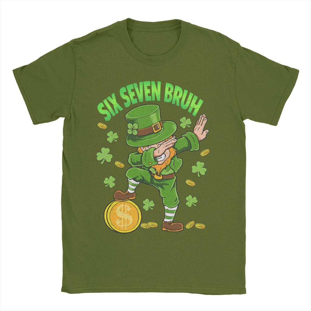 Funny Meme Six Seven Bruh St Patricks DayUnisex T Shirt Tees Short Sleeve O Neck TShirts Cotton Graphic Printed Clothes
