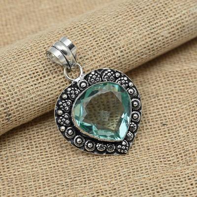 Ciondolo abbagliante per gioielli fatti a mano con pietra preziosa verde ametista verde argento sterling massiccio 925