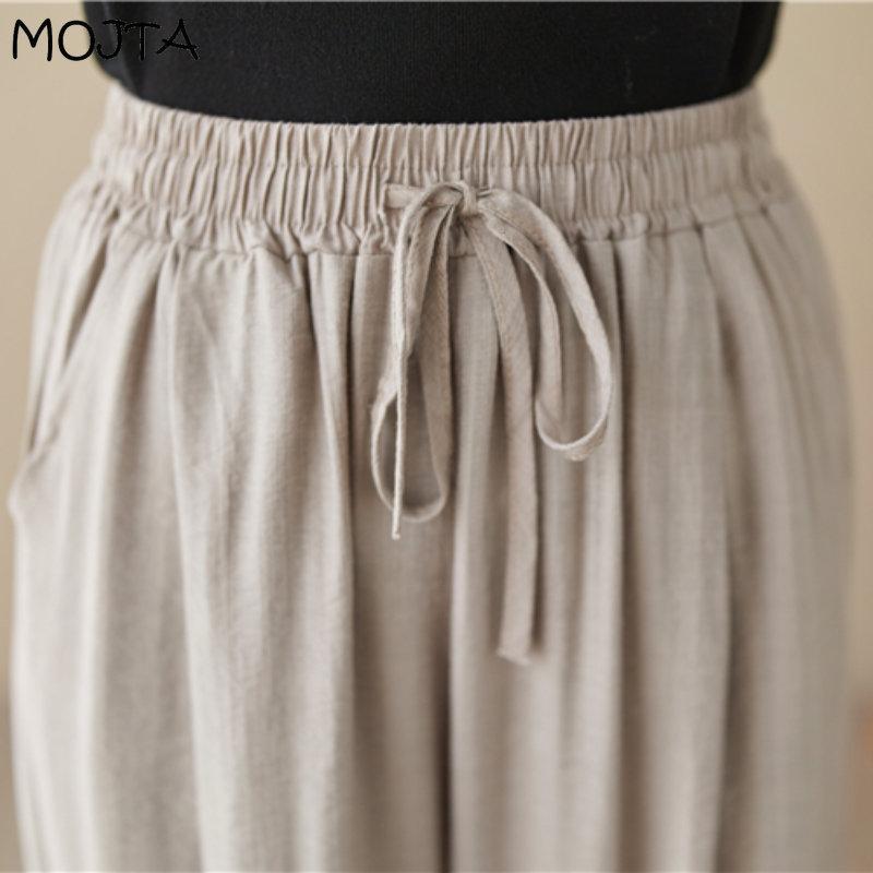 MOJTA Cotton Women's Spring Summer Korean Version Mopping Casual Trousers Straight Drawstring Wide Leg Pants