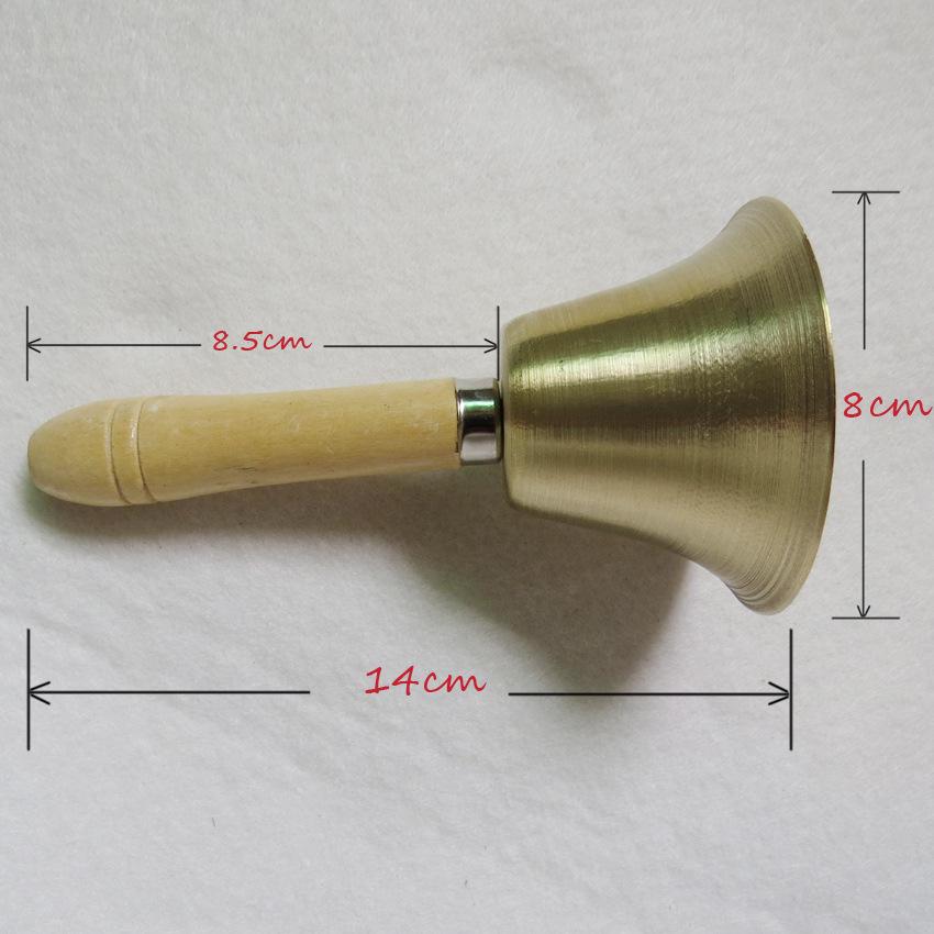 8CM Copper Handbell with Wooden Handle - Ideal for Teaching, Classroom, Pets, or Christmas