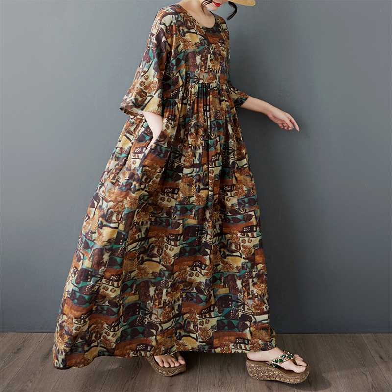 Summer Round Neck Shoulder Dress