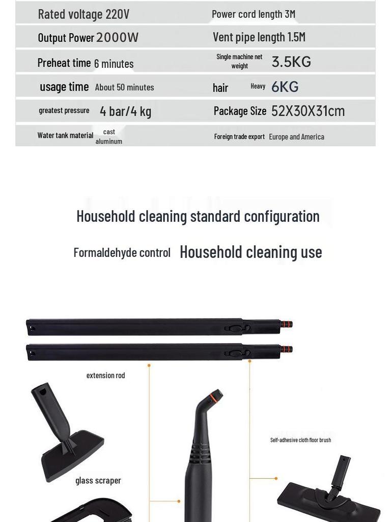 High-Temperature Steam Cleaner for Home, Auto Use, Formaldehyde Removal, & European/American Standards