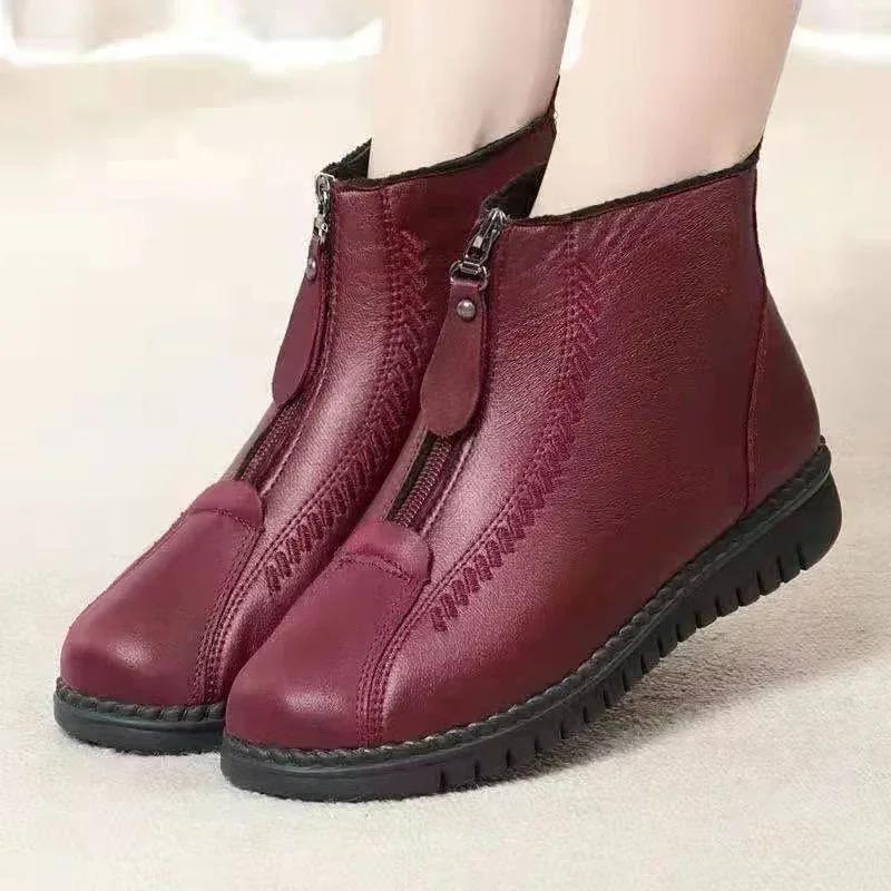 

Fashion Winter Waterproof Snow Boots Women s Plush Lined Winter Shoes Ladies Warm Zip Anbkle Boots Women Soft Sole Comfort Casual Shoes 41 вино красного