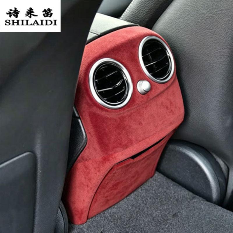 Suede For Mercedes Benz C Class W204 W205 W206 2007-2026 Car Rear Air Vent outlet Anti-Kick Cover Stowing Tidying Armrest Trim