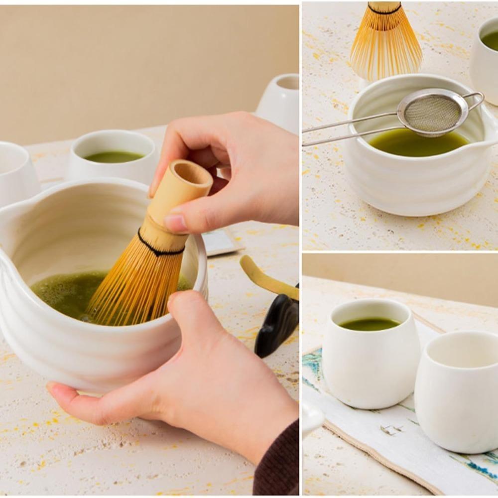 Ceramic Japanese Matcha Tea Set Blender Stand Tea Ceremony Matcha Bowl Grinder Brush Household Tea Brewing Set Tea Set Stand