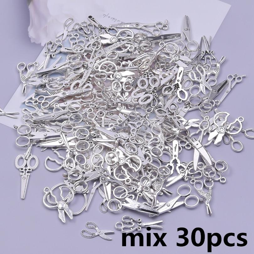 10/20/30/50pcs DIY Tool Scissors Charm For Jewelry Making Accessories Mix Clipper Pedant Handmade Components Materials Breloque