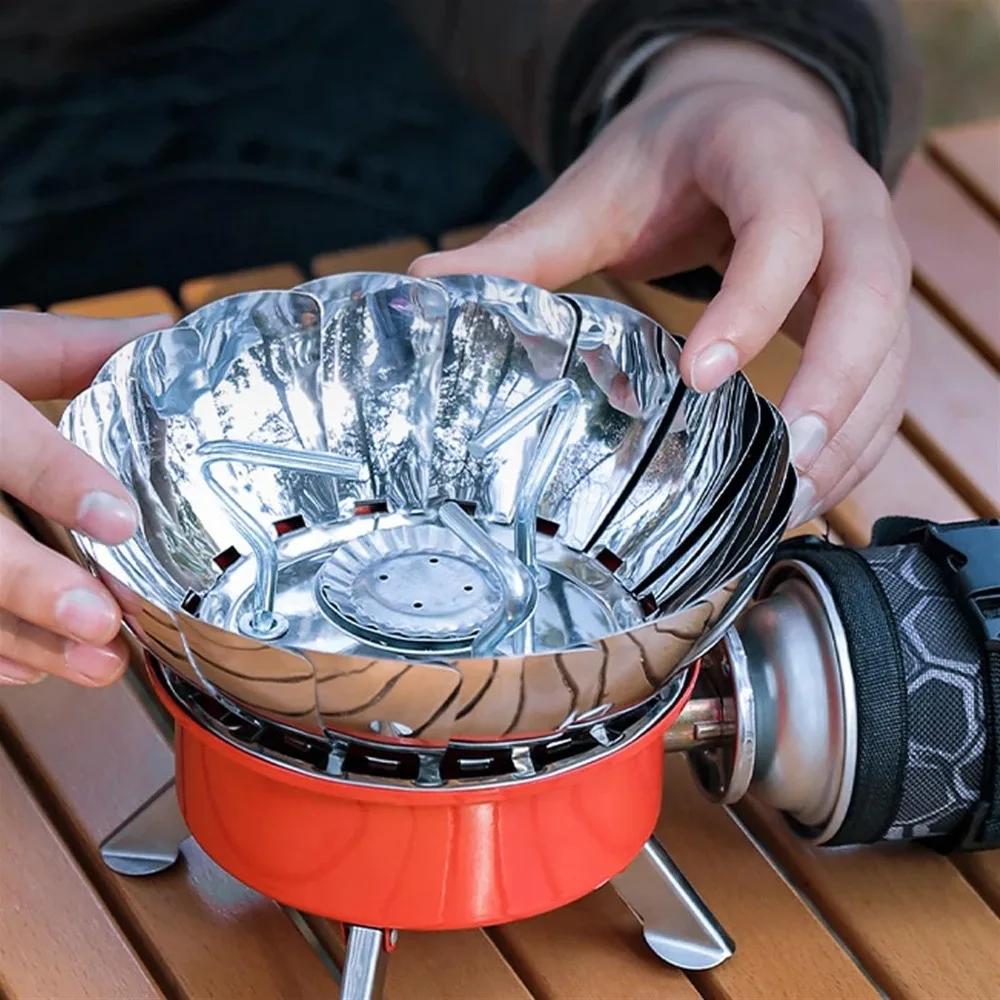 Outdoor Portable Lotus Stove Windproof Folding Small Square Furnace Iron Carbon Steel Material Sealed Gas Valve Camping Stove
