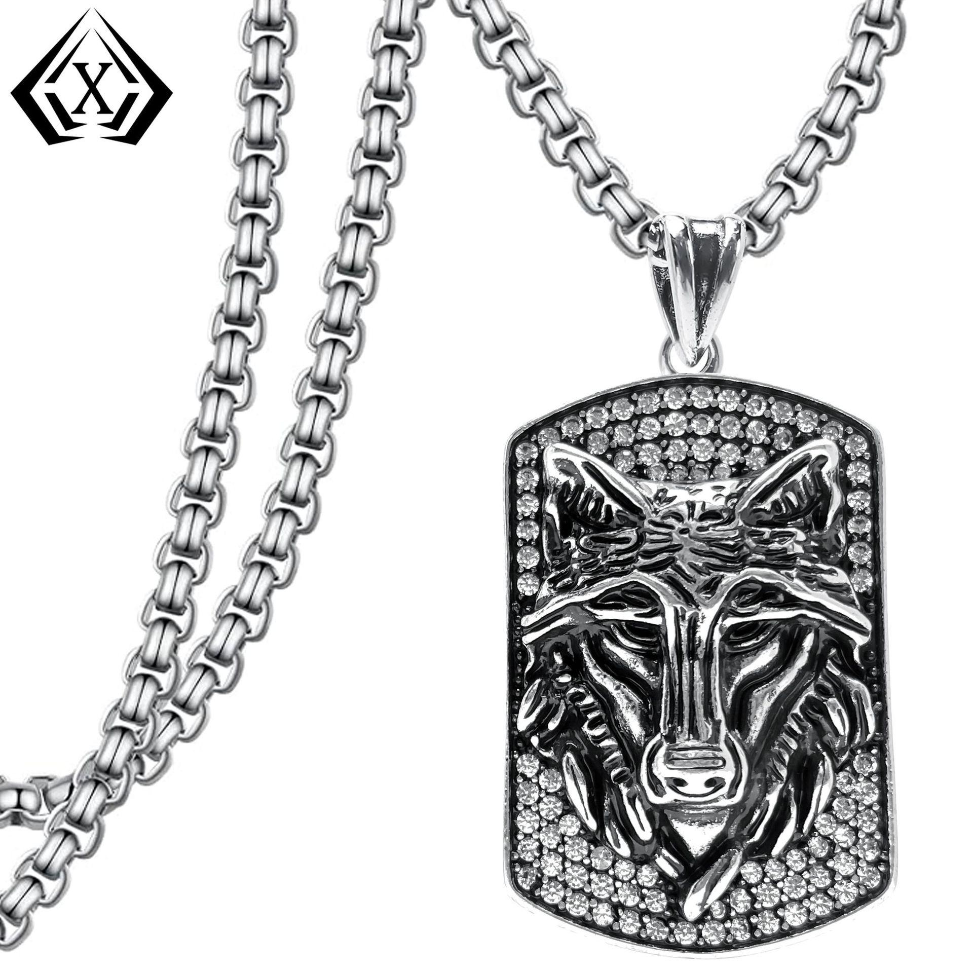 Ожерелье-кулон с головой волка в темном стиле Xieweier - Модный европейский и американский дизайн