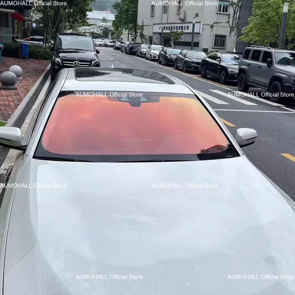 1.52M x 30M VLT 78% Red Chameleon Car Window Tint Roll, Transparent Color Changing, Front Windshield Foils Solar Film