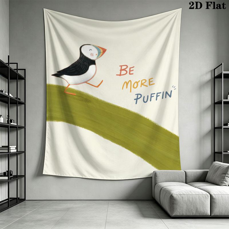 Puffin Rock poster Wall Hanging Printed Fabric Blanket Decorative Tapestries for Bedroom Living Room Home Decor