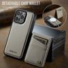 For iPhone 15 Pro Max Case AUTSPACE A12 Leather Phone Case with Detachable Card Bag