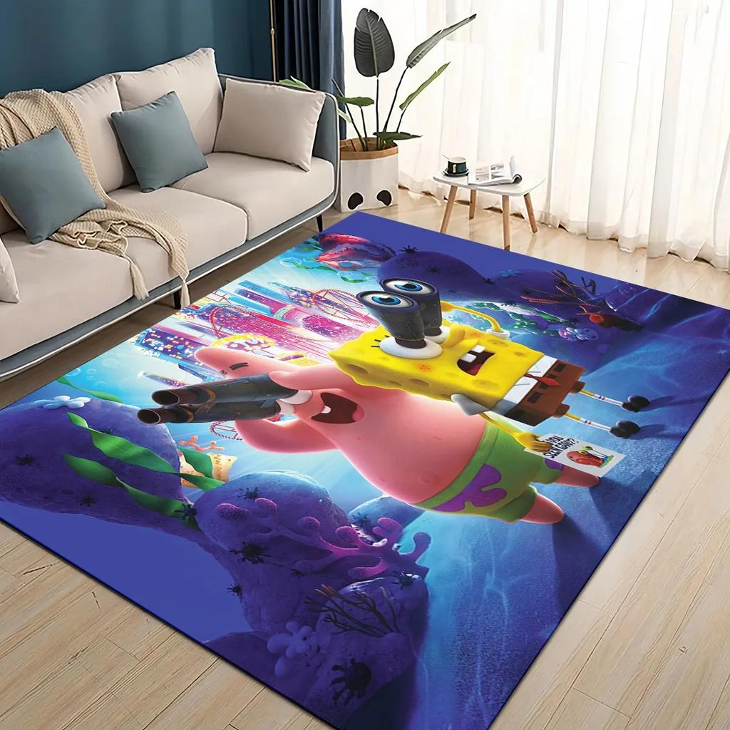 3D Cartoon S-SpongeBob Funny Area Rug,Carpet Rug for Living Room Bedroom Sofa Doormat Decoration,kids Non-slip Floor Mat