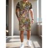 Fashion Men's Casual Suit 3D Casual Color Printing Summer T-shirt Shorts Simple