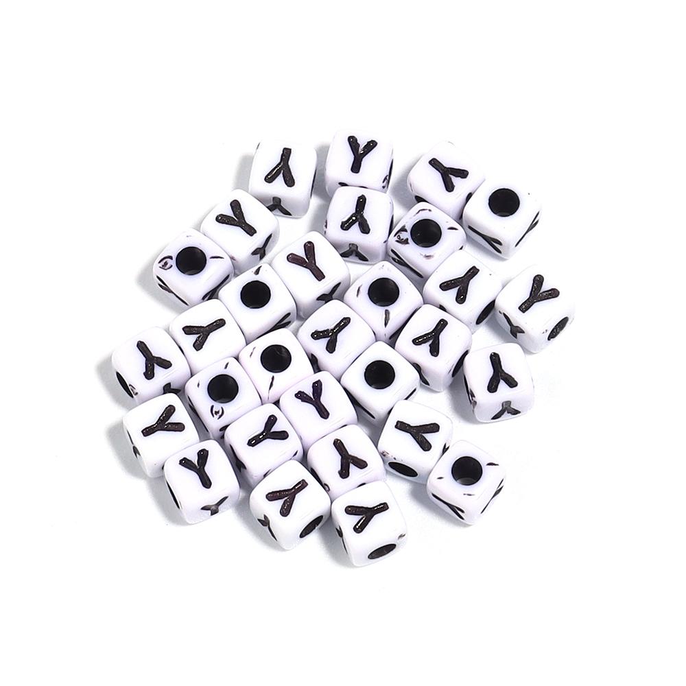 50-100Pcs White Square Acrylic Letter Beads A- Z Cube Loose Spacer Beads Alphabet Beads DIY Bracelet Jewelry Making Accessories