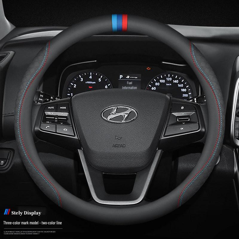 

Кожаная оплетка на руль для Hyundai Elantra, Mistra, IX25, Tucson, Reina, Festa, IX35 38cm