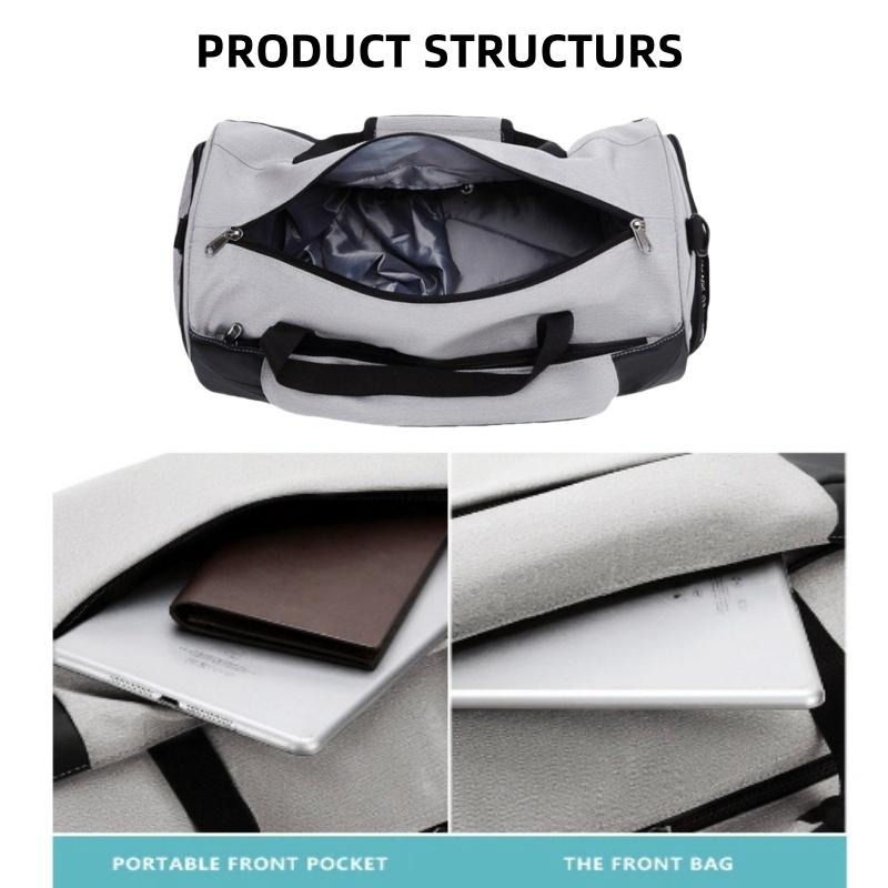 Trendy Portable Outdoor Sport Travel Bag Practical Independent Shoe Pocket Duffel Bag Dry-wet Separation Luggage Bag Cylindrical Touring Business Pack