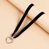 trendy black ribbon neck chain hollow love necklace, dark dance collarbone chain