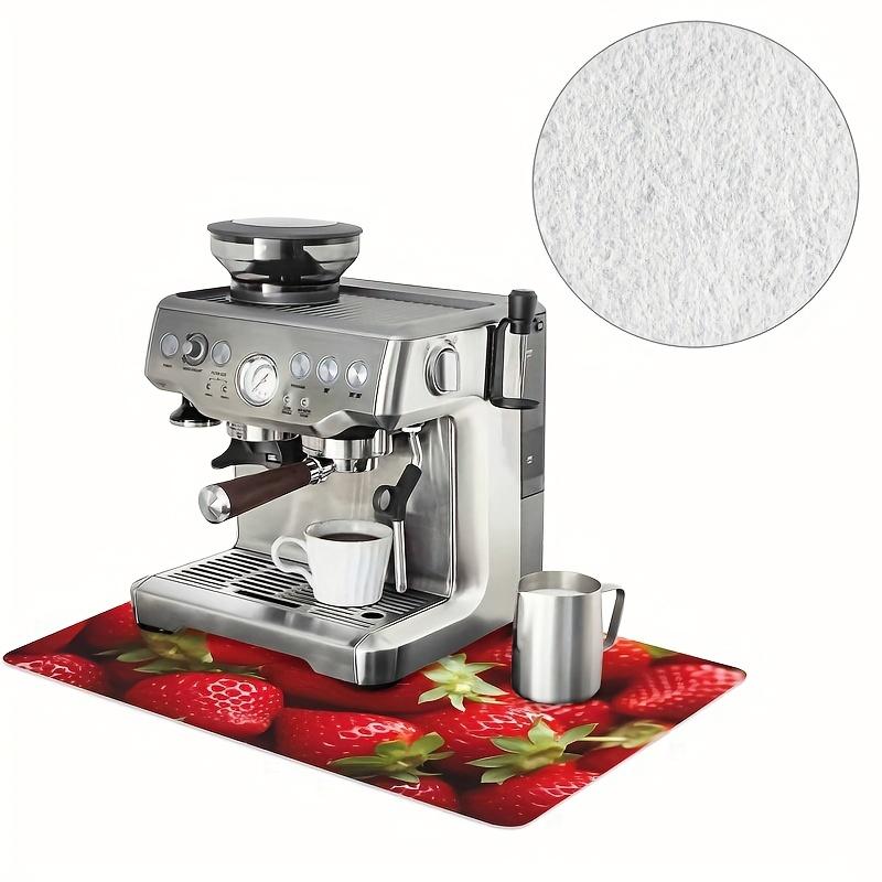 Red Strawberry Dish Drying Mat Coffee Mat Under Coffee Maker Espresso Machine with Non-Slip Rubber Backed Coffee Mat for Draining Racks
