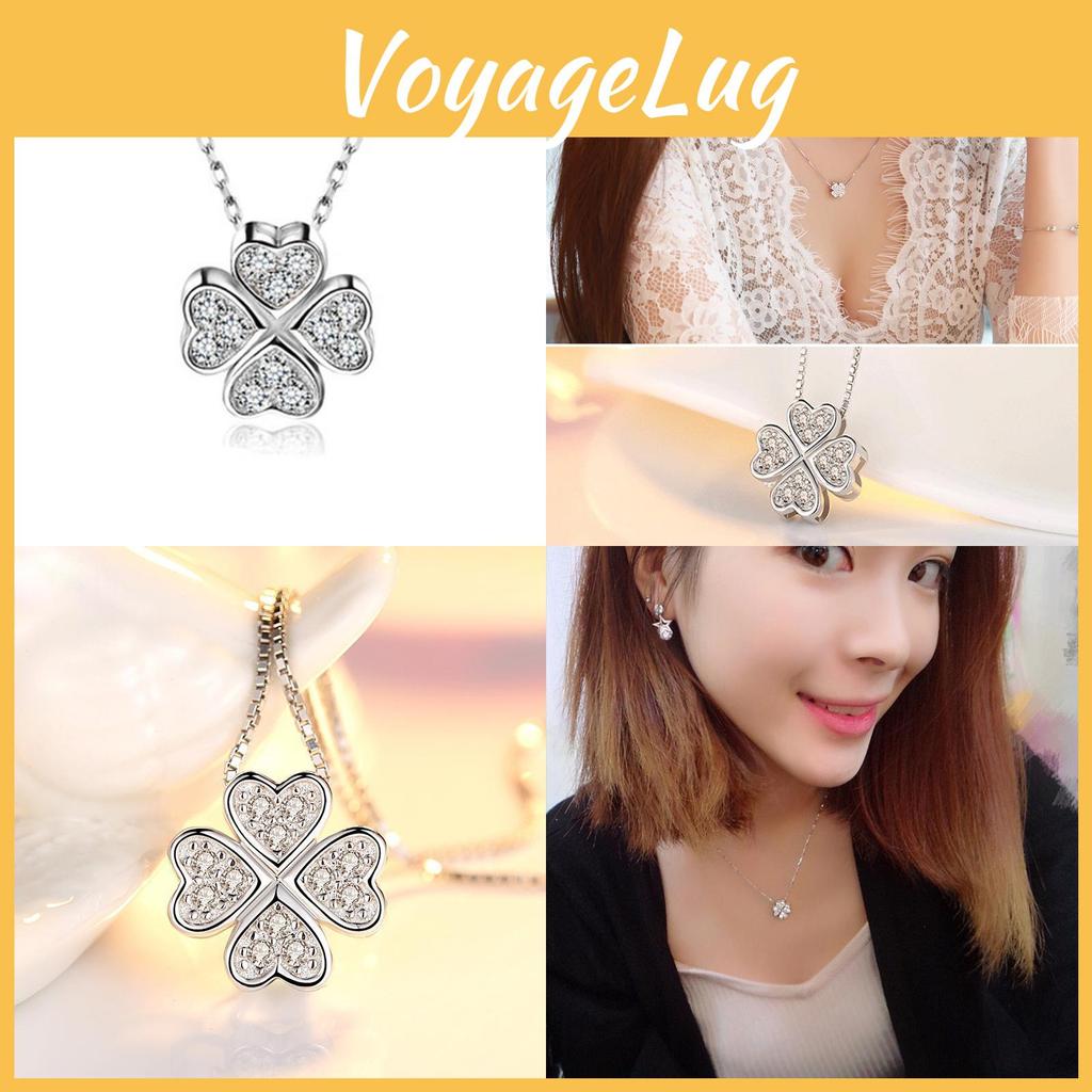 Charming Four-leaf Clover Pendant Necklace Elegant Floral Design Trendy Ins Style