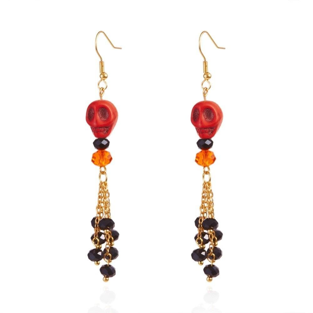 Tassel Halloween Earrings Rice Bead Ear Jewelry Accessories Fashion Skull Drop Earring Hipster
