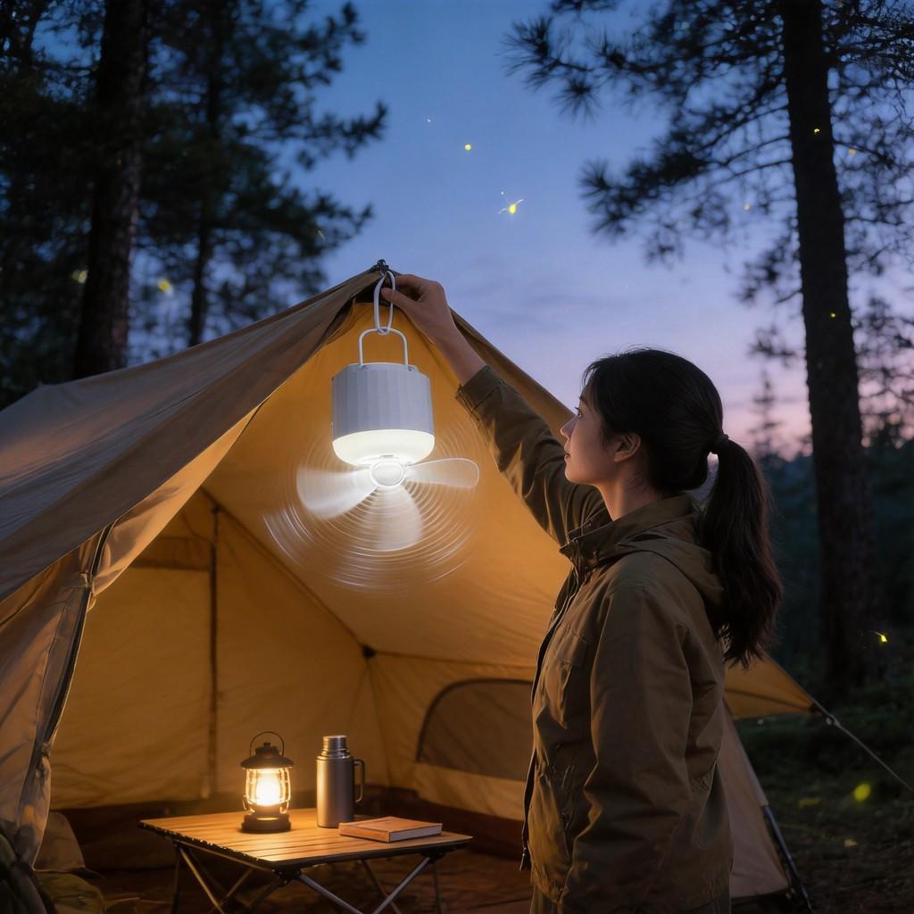 Outdoor Camping Led Lantern With Mosquito Repellent Fan For Tents