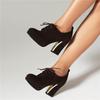 Women's high heels, single shoes, spring and autumn waterproof platform, thick heel, lace up, large size, all season shoes