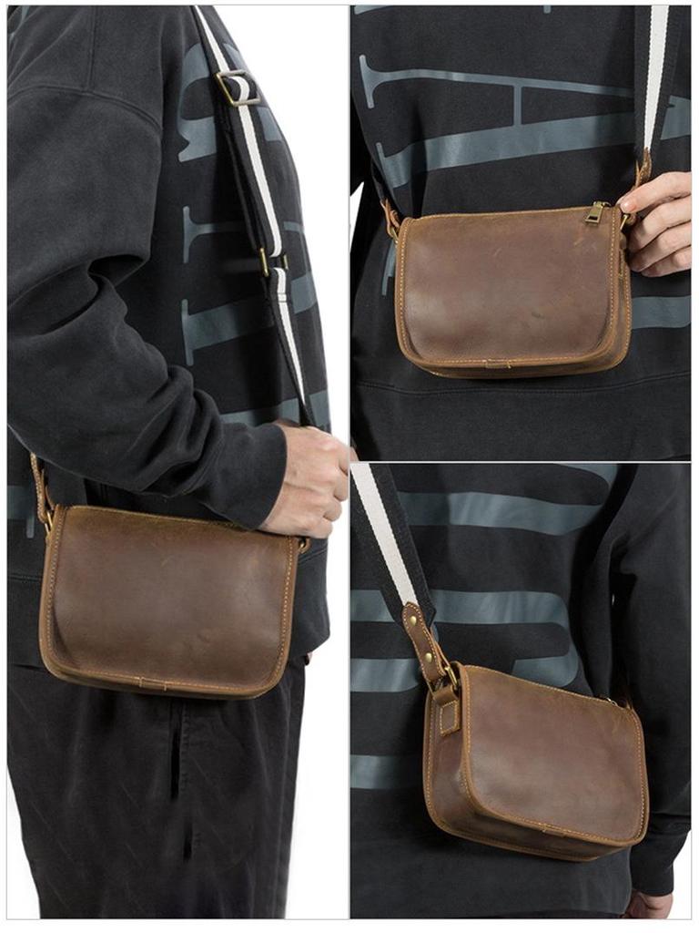 DUJIANG Men's Genuine Leather Crossbody Messenger Shoulder Bag