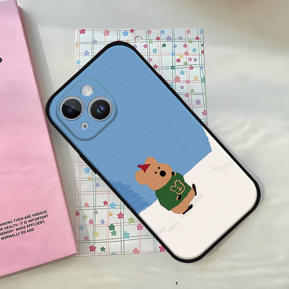 Cute Bear Black Phone Case That Fits For IPhone 17,16,15,11,13,14 Pro Max,Plus,X,Xr,Xs Max,13Mini