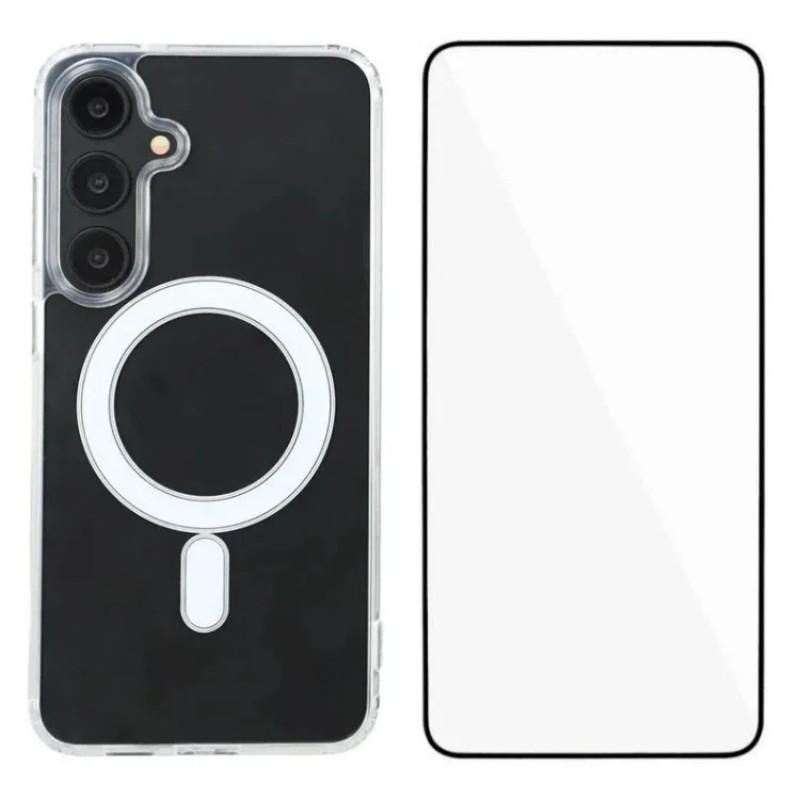 For Samsung Galaxy A54 5G Clear Phone Case WANLONFENG LM Series Compatible with MagSafe with Screen Film (Big Lens Hole)