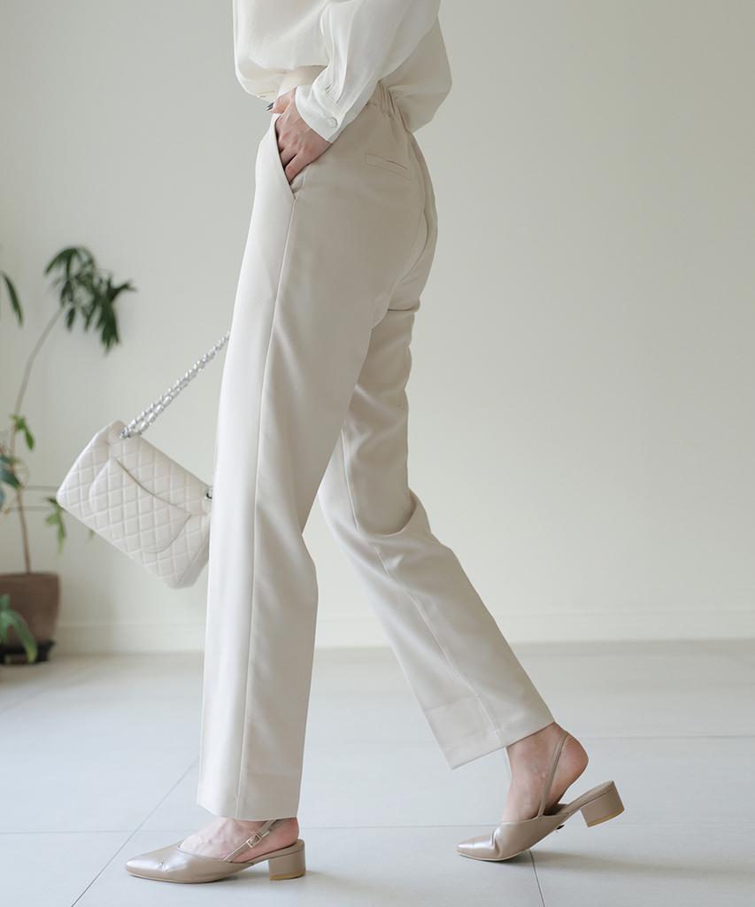 Ppaeppae Big Size Back Elastic Stretch Slim Fit Straight Slacks