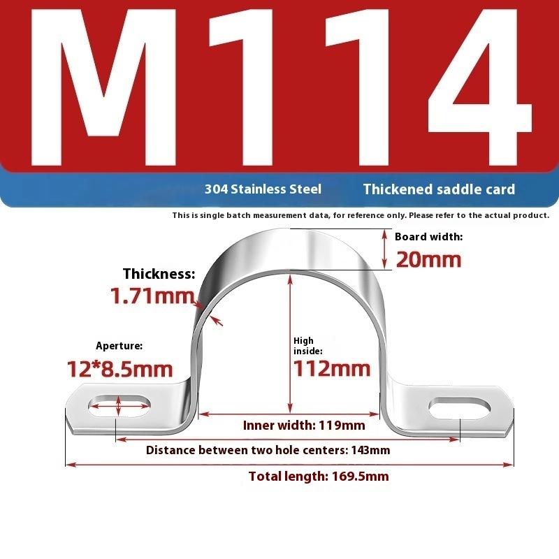 Zesílená U-třmenová sedlová svorka Nerezová ocel Koňský hřbet Drátěné hrdlo Obruč Klipy pro upevnění kabelů Použitelné pro potrubí OD 8-200 mm