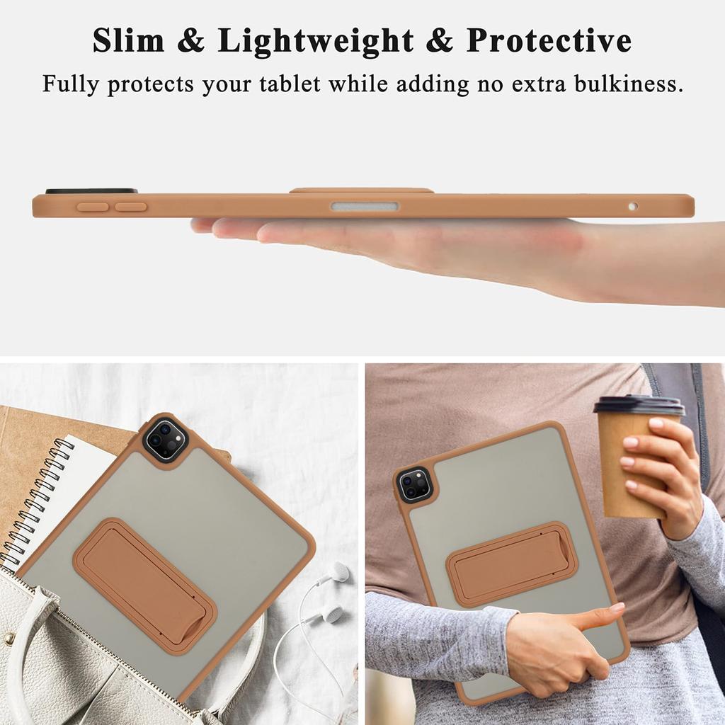 For iPad Pro 12.9 (2022)/(2021)/(2020)/(2018) Case with Kickstand TPU + PC Skin-Touch Tablet Cover