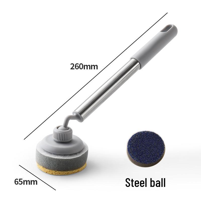 Non-stick Pan Cleaning Brush - Long Handle, Non-Damaging Scrubbing Sponge for Pots and Dishes