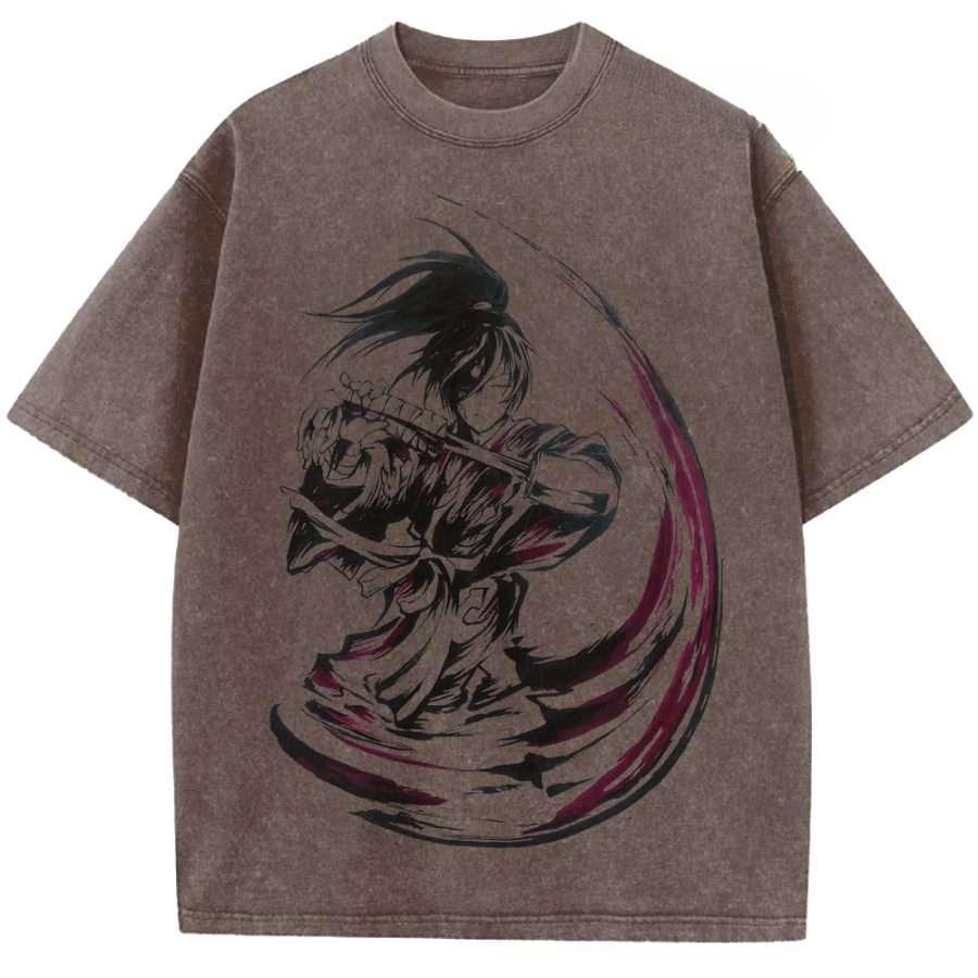 Dororo Hyakkimaru Printed Tee Men Women Retro Washed T-shirts Oversized Cotton T Shirt Short Sleeve Clothing Harajuku Tshirt