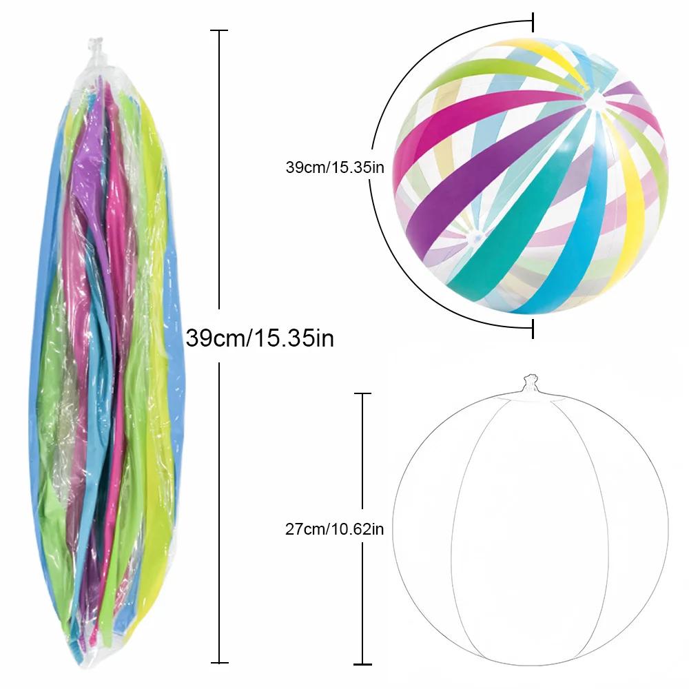 1/2pcs Colorful Stripe Dot Inflatable Beach Ball, Suitable for Beach Pool Party Games, PVC Transparent Luminous Ball.