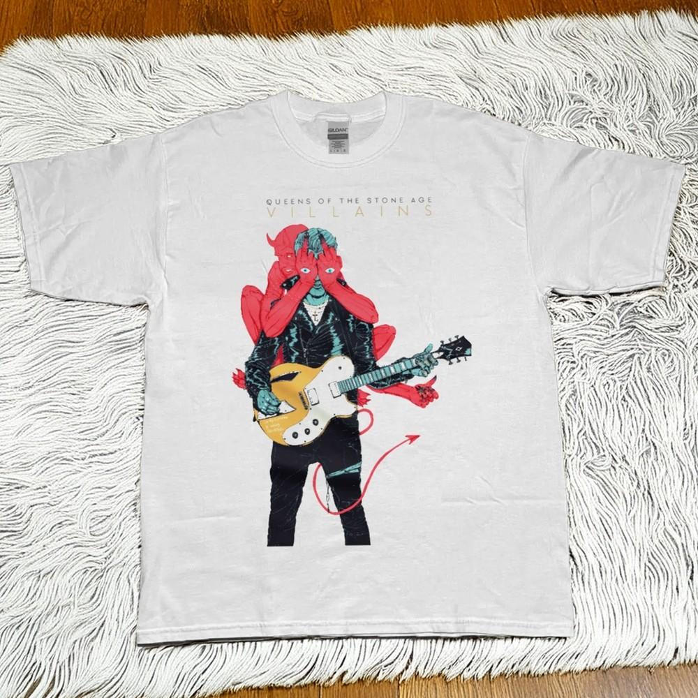 Queens Of The Stone Age Villains White Cotton Tshirt Unisex T-Shirt S