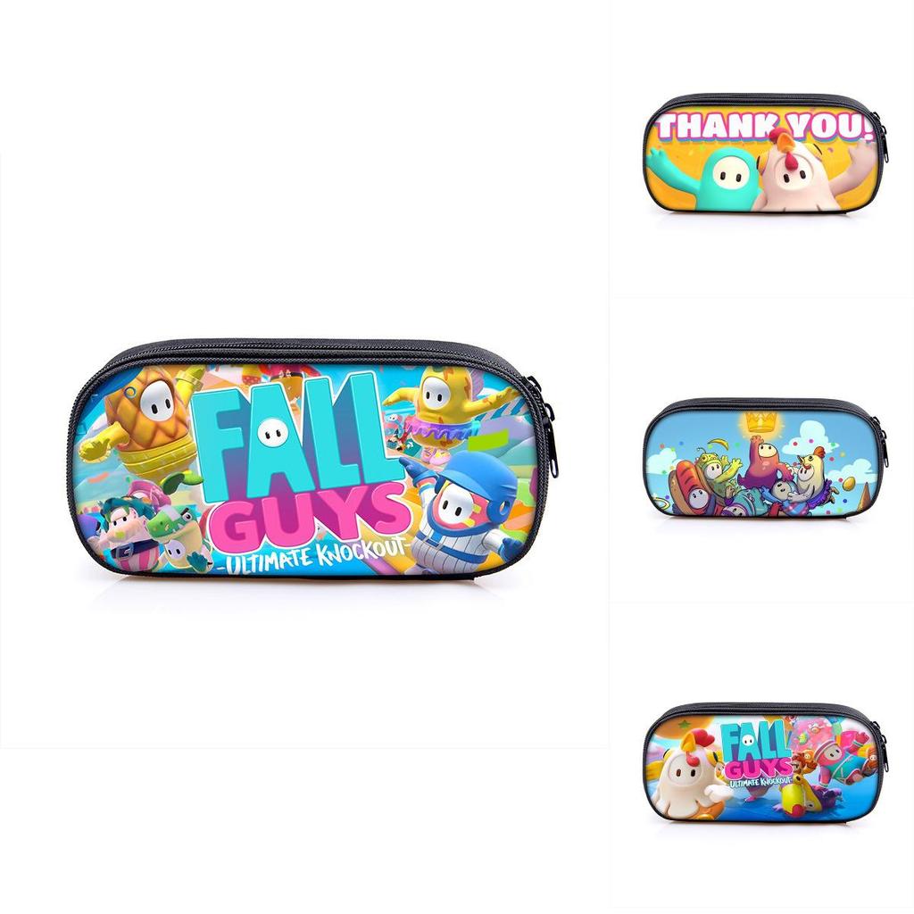 Fall Guys Cartoon Pencil Case For Students With Nylon Material Storage Organizer