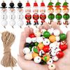 Christmas Snowman Wooden Beads Set DIY Xmas Tree Hanging Pendants Winter Santa Ornaments Creative Handmade Wood Loose Bead Decor