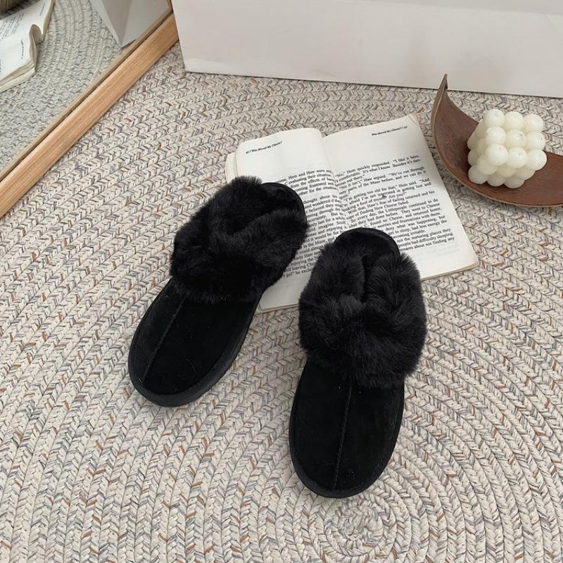 

Fur integration~ Sangpo Village Baotou thick-soled star drag warm cotton shoes fluffy shoes snow boots half slippers women s outer wear 40 чорний
